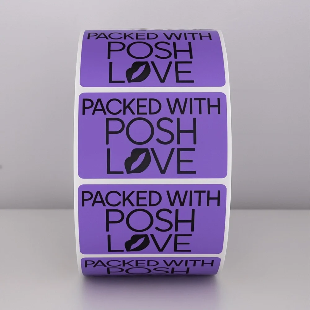 Packed With Posh Love Stickers | Purple Lips Labels for Poshmark Packaging